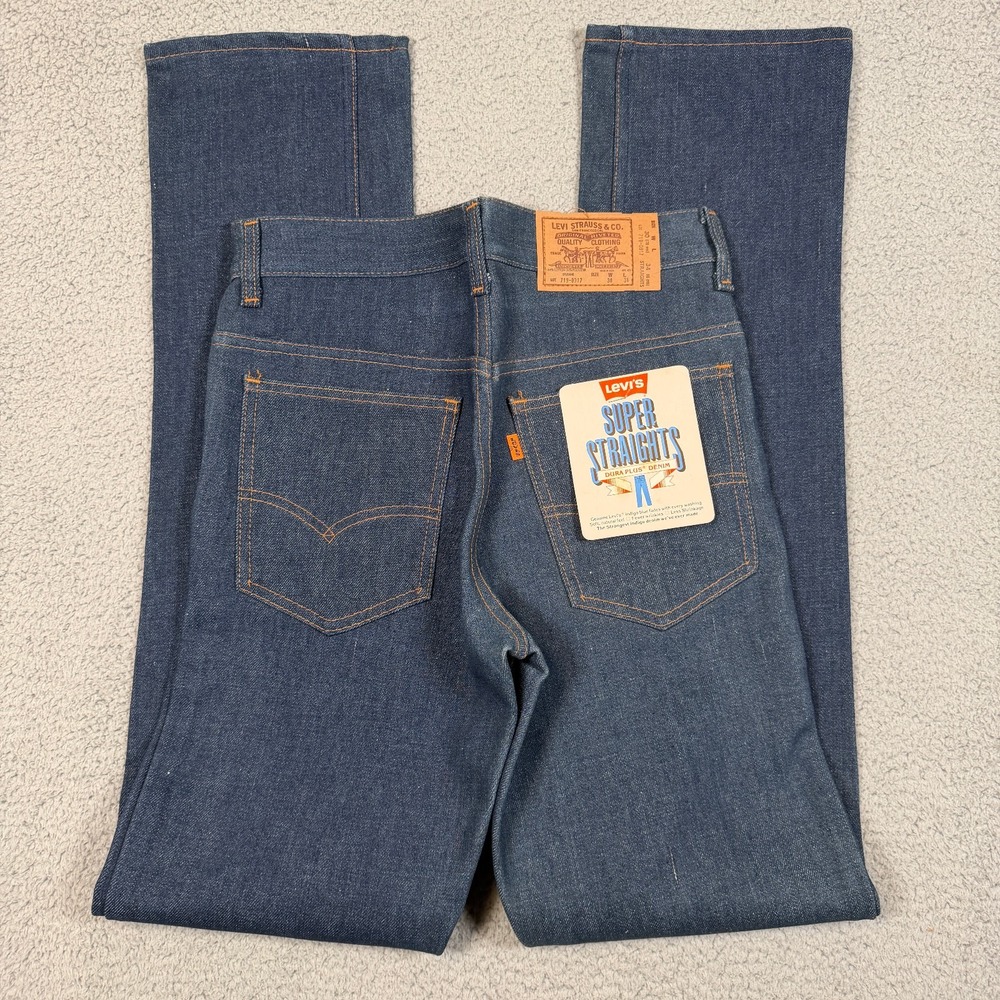 Vintage Levis Jeans Men 30x34 (Fit 28x34) Deadstock USA Super Straights 70s 80s - Picture 1 of 16